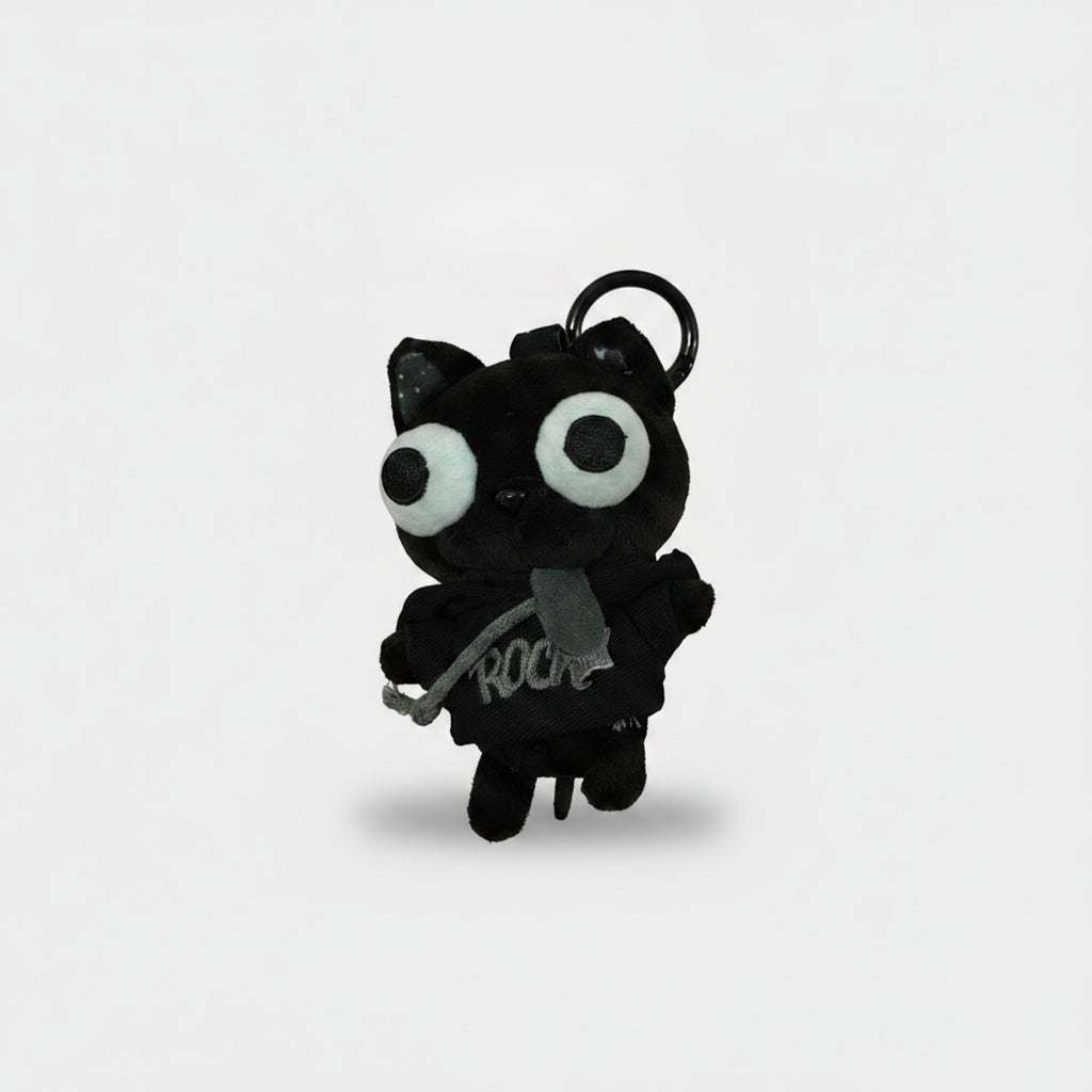 Little Black Cat Plush Keychain Black