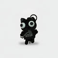 Little Black Cat Plush Keychain Black