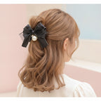 Ruched Satin Hair Claw - Black