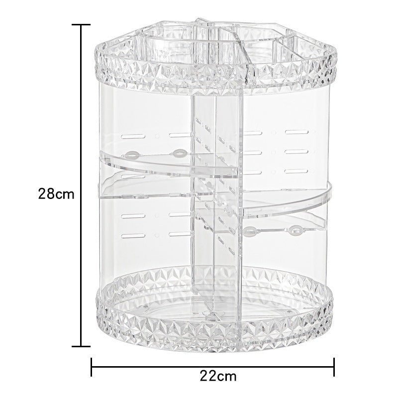 Rotating Acrylic Makeup Desktop Organizer - Transparent