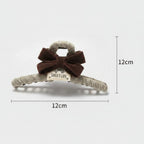 Textured Hair Claw With Velvet Bow - Caramel – hair accessories (view 1)