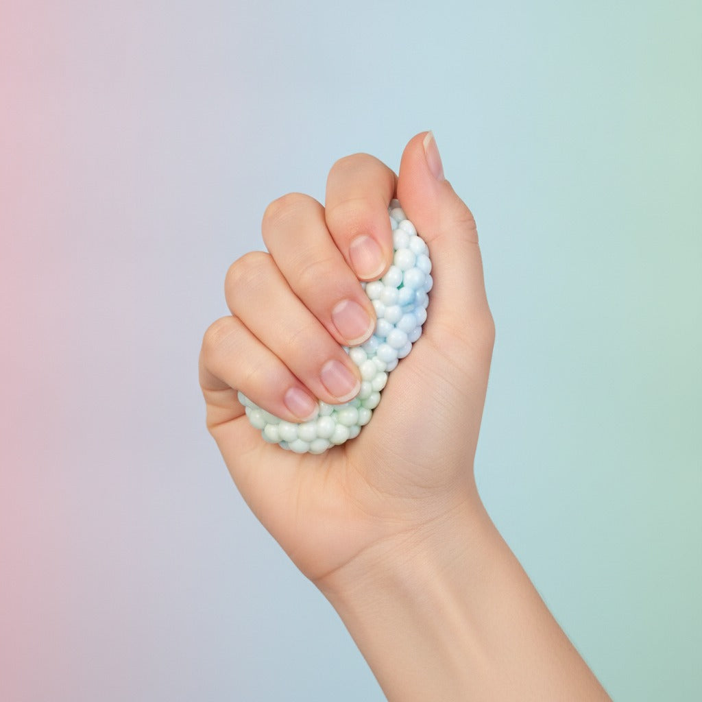 Bubble Pop Stress Ball - Green - squeeze in hand