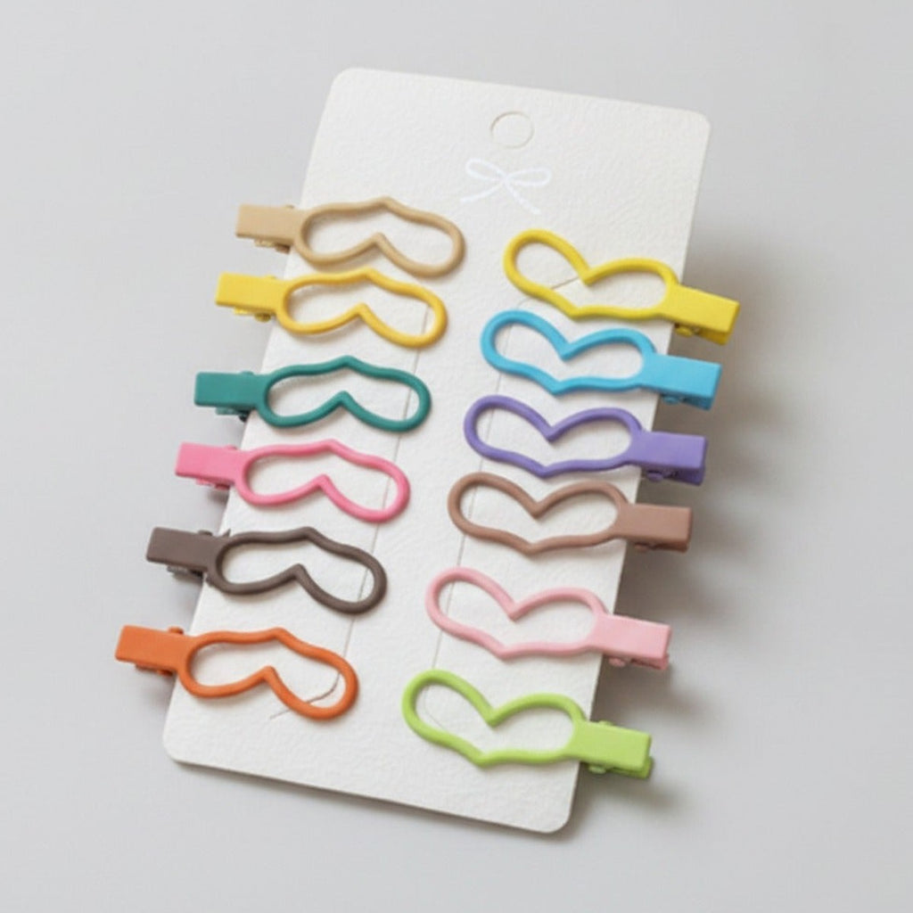 Colorful Heart Hair Clips Set Rainbow – hair accessories (view 1)