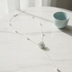 Starburst Pearl Lariat Necklace - Silver