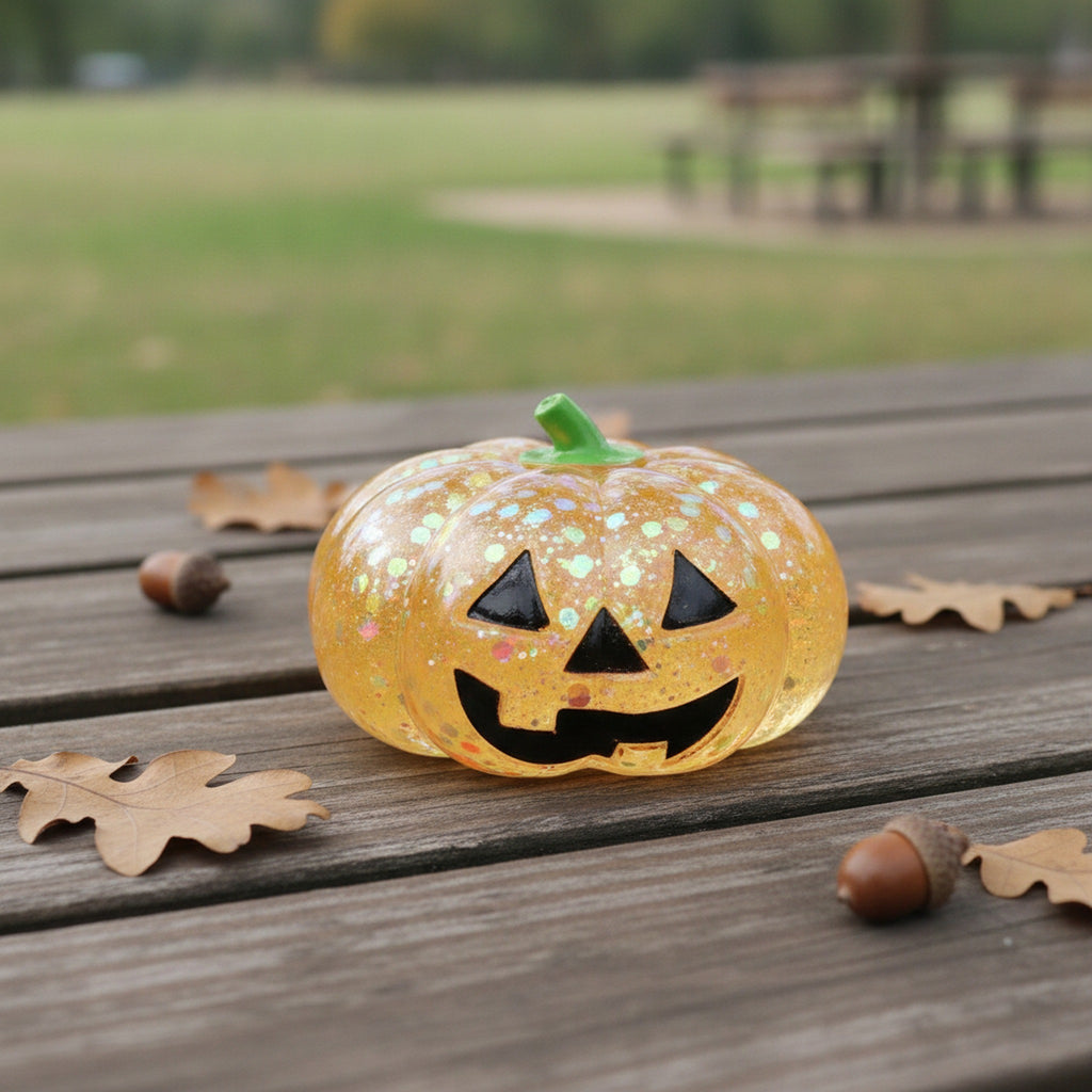Glitter Pumpkin Squishy - Yellow Glitter
