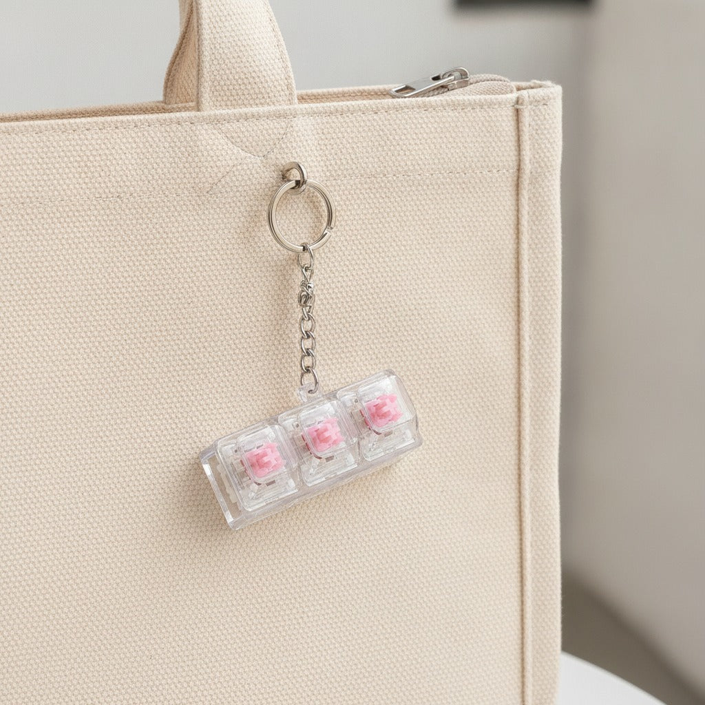 Mini Mechanical Keyboard Keychain - Pink