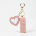Heart Cutout Leather Keychain - Blush Pink