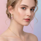 Daisy Gem Pendant Necklace - Gold & Pink