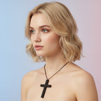 Classic Cross Pendant Necklace - Black