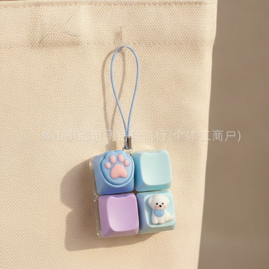 Cute Pup Light-Up Keychain - Blue