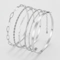 Chain Link Bangle Bracelet Set - S103 Silver – jewelry (view 1)