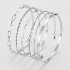 Chain Link Bangle Bracelet Set - S103 Silver – jewelry (view 1)