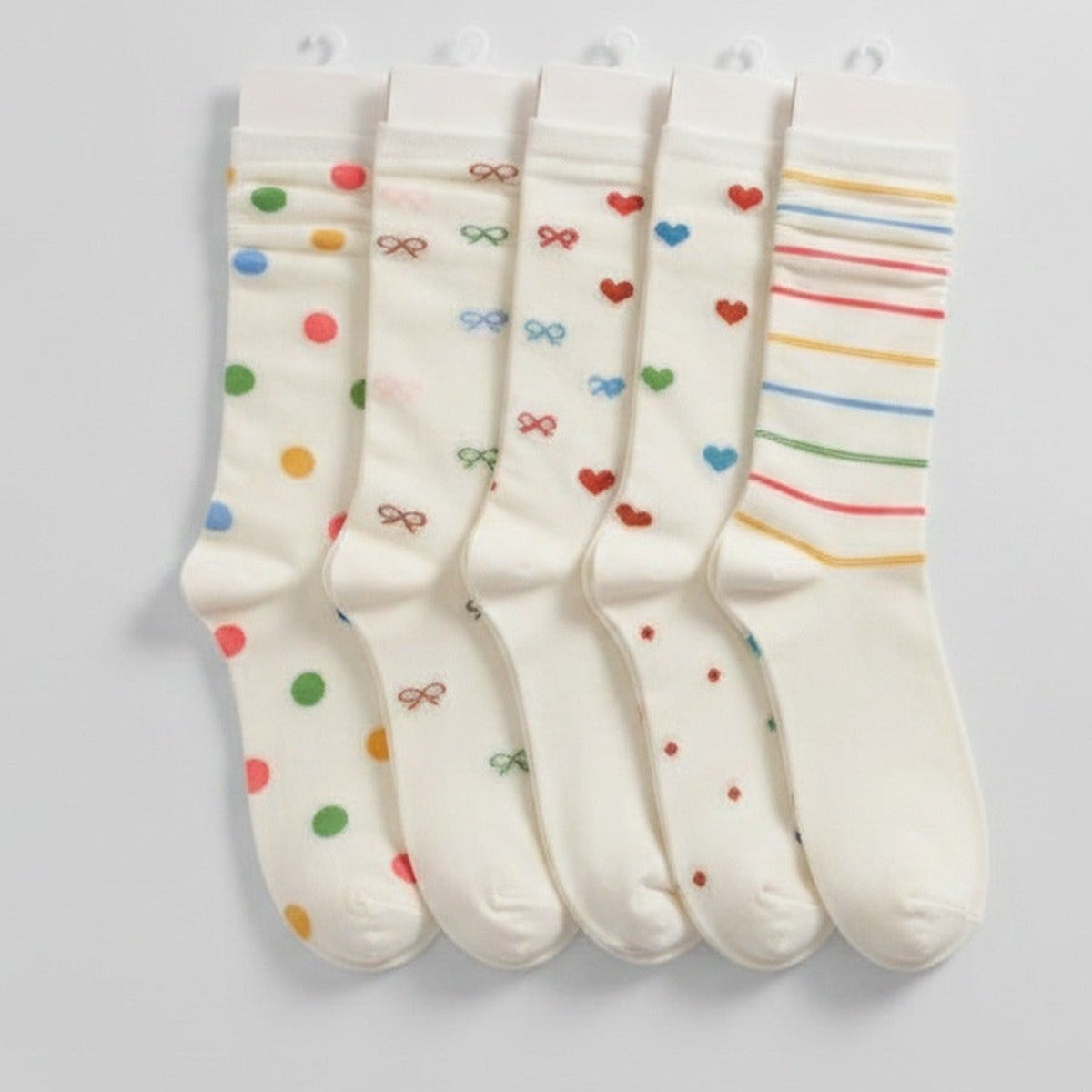 Cream Polka Dot Crew Socks – apparel accessories (view 1)