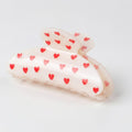 Heart Pearl Claw Hair Clip - Red Hearts Cream – hair accessories (view 1)