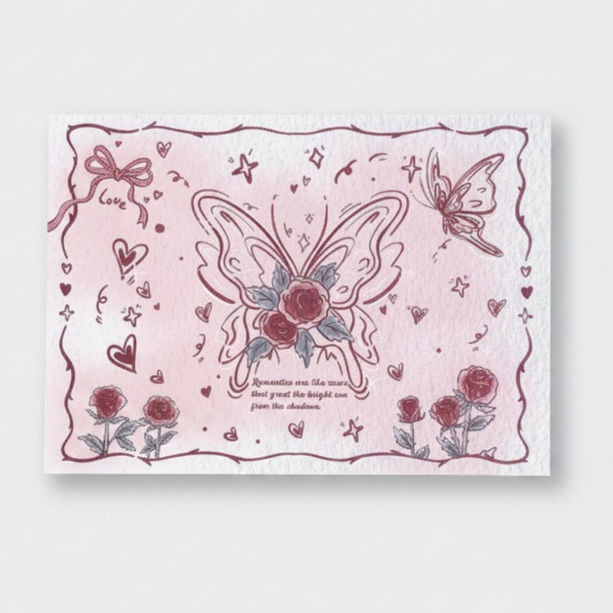 Butterfly Flower Pink Stationery Notepad Set (view 1)