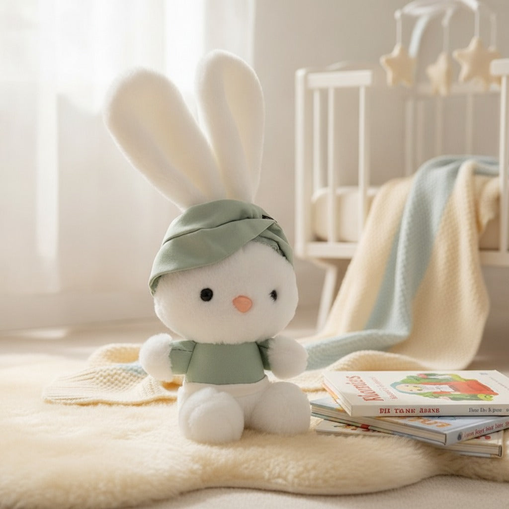 Cartoon Mix Animal Doll Keychain - Milk White&Mint Green Rabbit