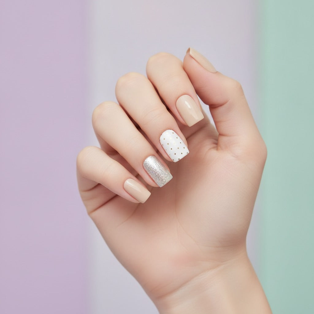 Press-On Nail Art Set - Champagne Mix