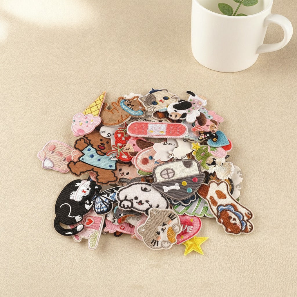 Fabric Keychain DIY Kit Set - Random Patches 10-Pack (Refill)
