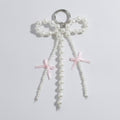 Pearl Beaded Bow Keyring Charm - Pearl Pink Bow – novelty & toys (view 1)