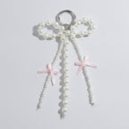Pearl Beaded Bow Keyring Charm - Pearl Pink Bow – novelty & toys (view 1)