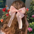 Satin Bow Hair Claw - Pink
