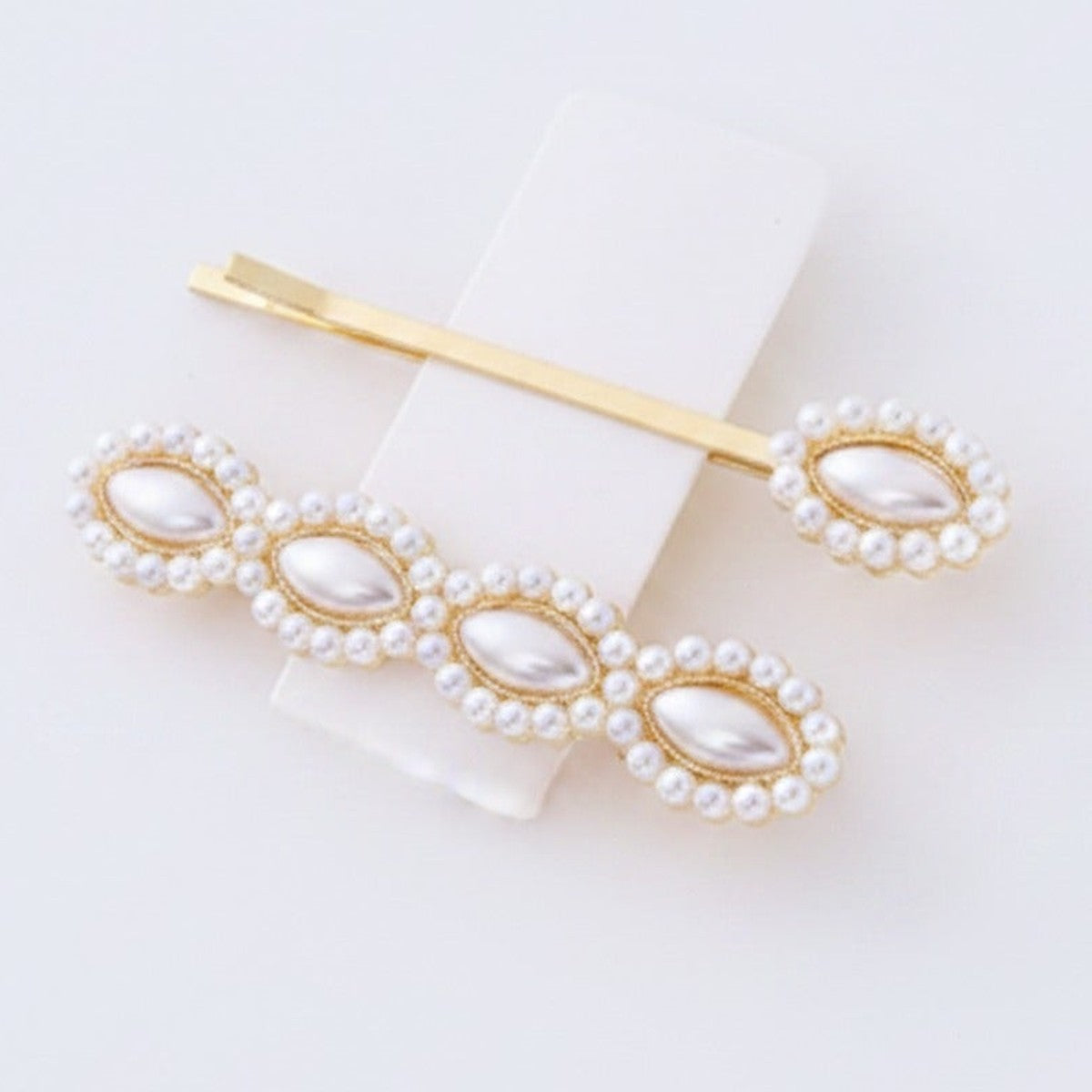 Pearl Beaded Gold Hair Clips Set – hair accessories (view 1)