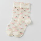 Sheer Peach Print Crew Socks – apparel accessories (view 1)
