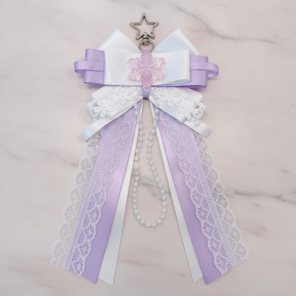 Snowflake Bow Bag Charm - Purple