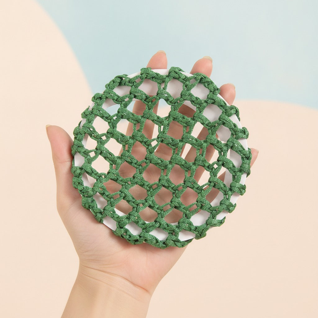 Crochet Mesh Hair Net - Dark Green