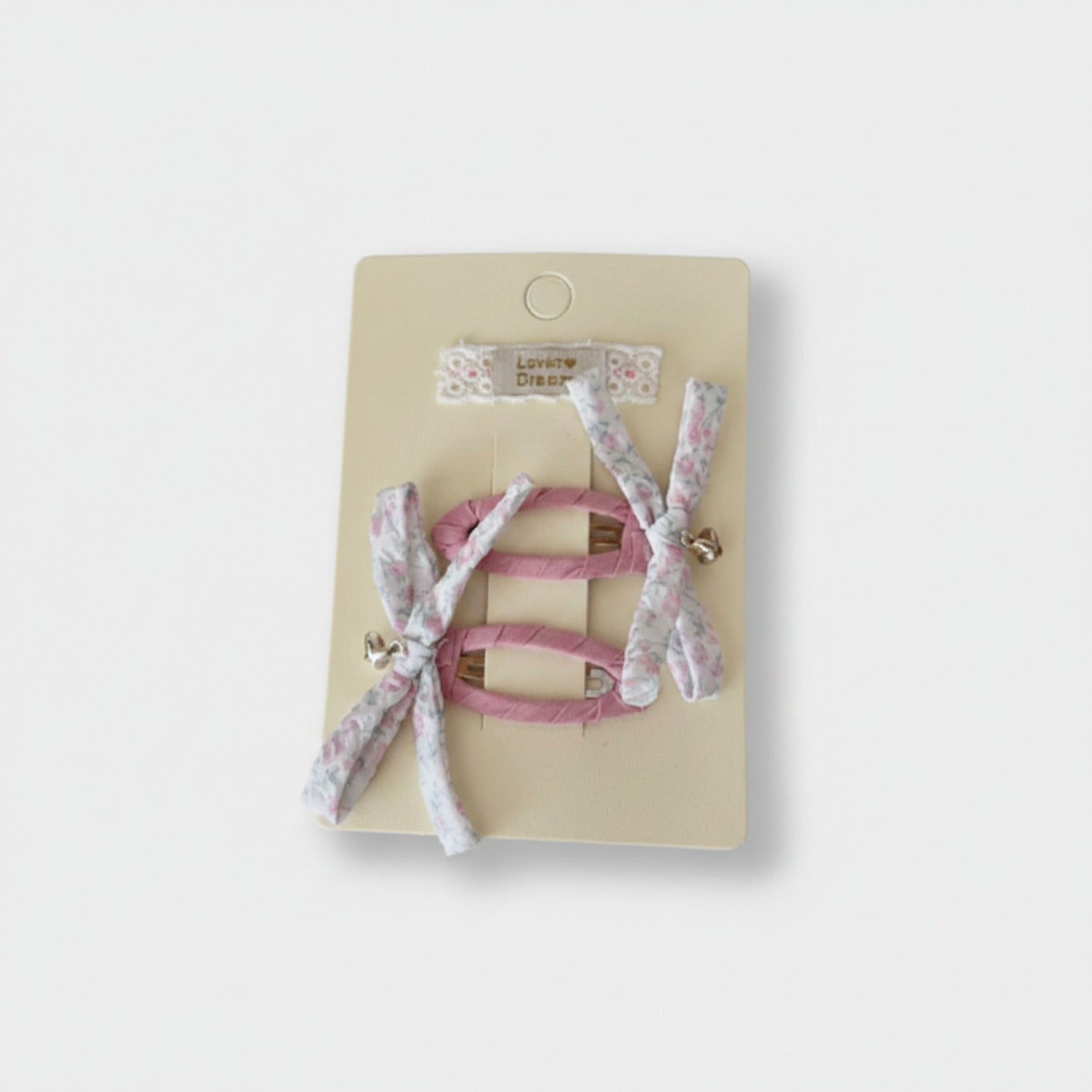 Floral Butterfly Bow Hair Clips Set Pink Floral