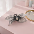 Heart Charm Claw Clip - Lace & Leopard