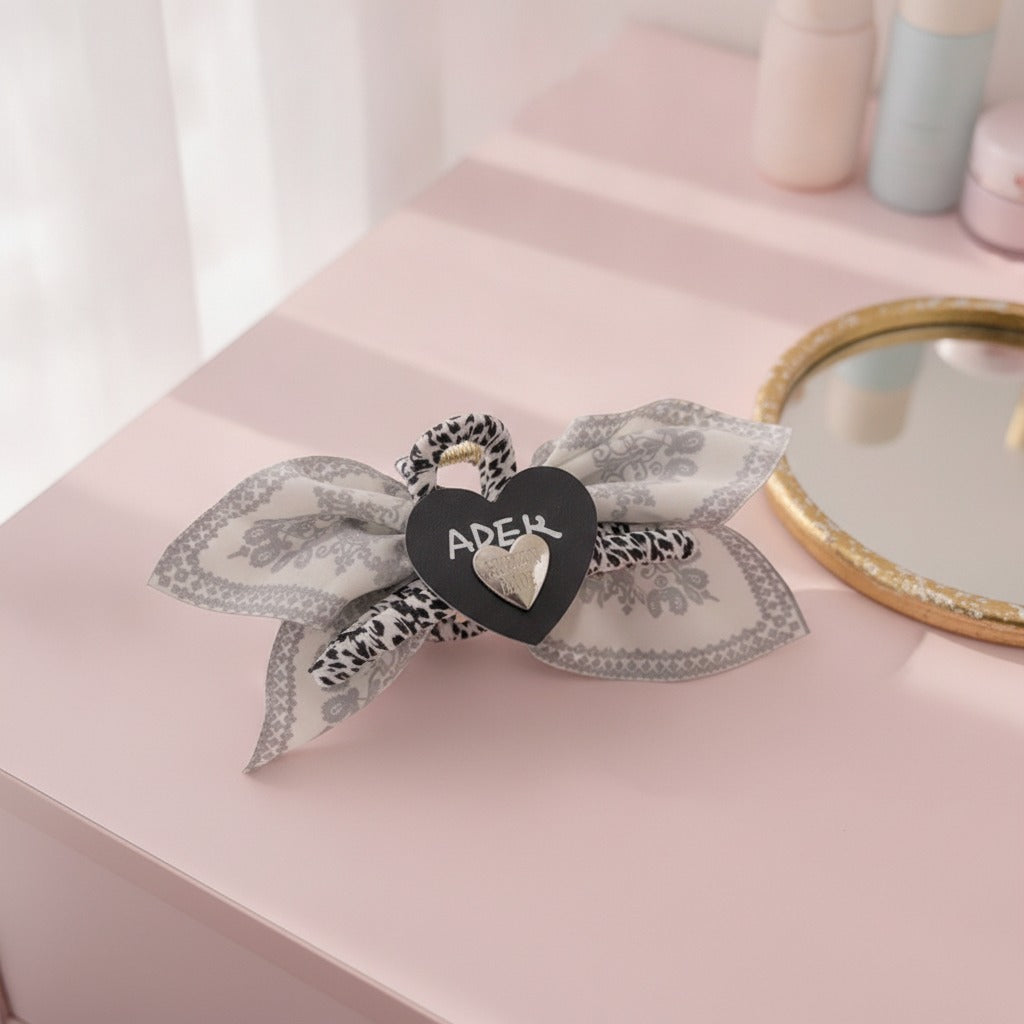 Heart Charm Claw Clip - Lace & Leopard