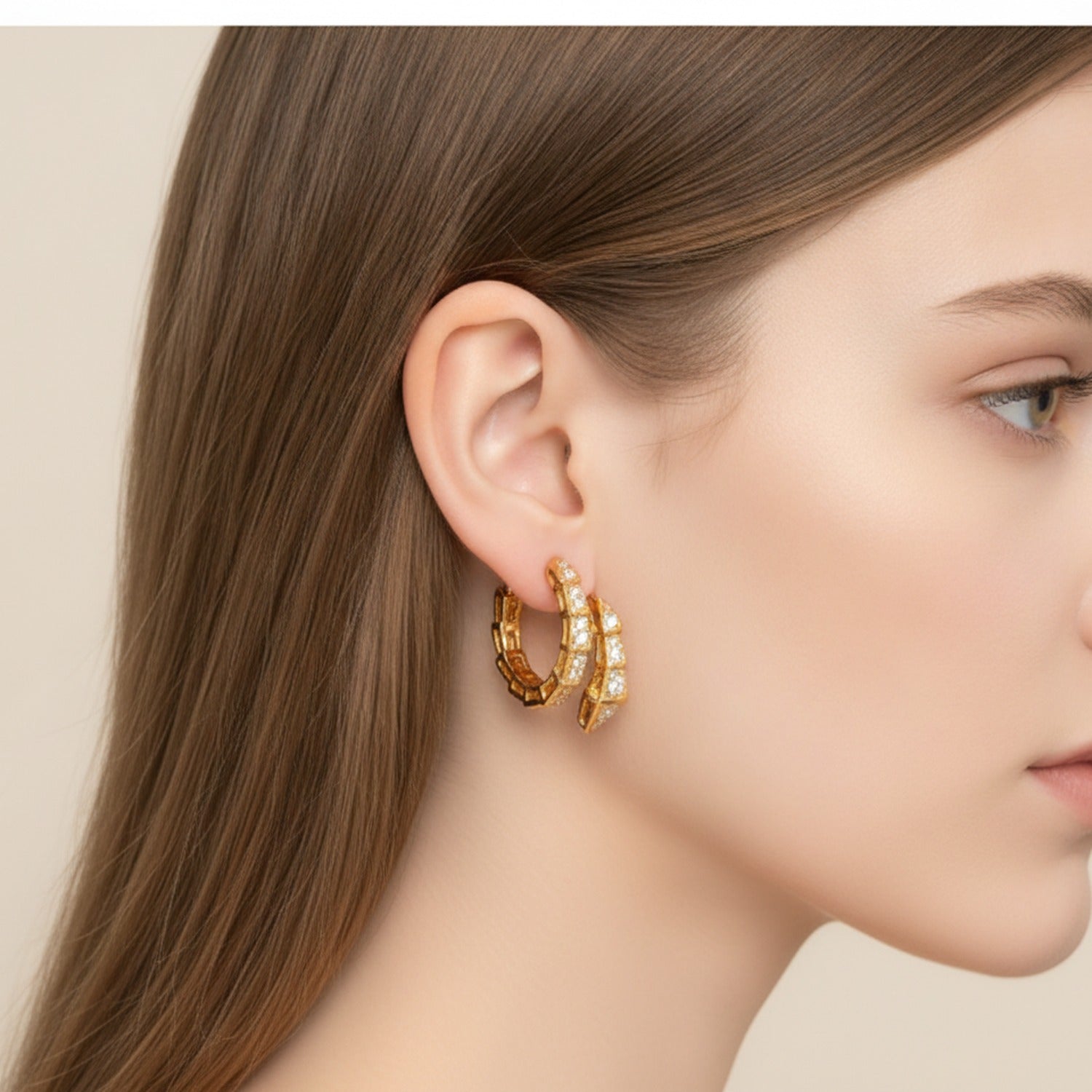 Sparkly Gold Huggie Hoop Earrings Gold