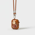 Button Detail Earbuds Case - Brown (for AirPods 4)