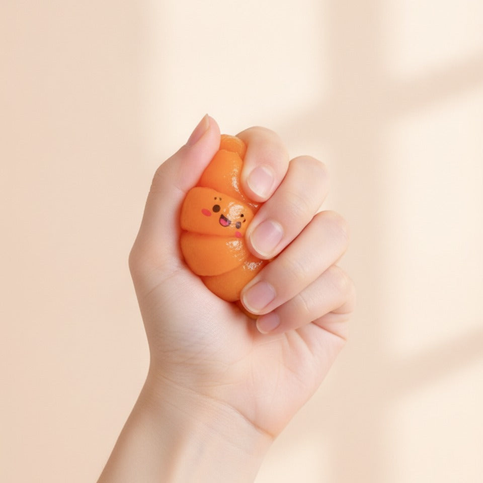 Orange Citrus Peel Squishy Fidget Toy - squeeze in hand