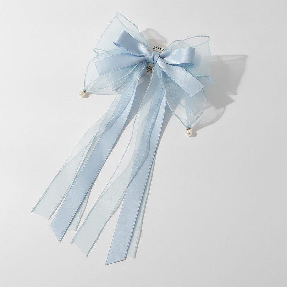 Sheer Bow Hair Claw - Blue