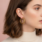 Twisted Chunky Hoop Earrings - Gold