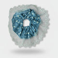 Heart Print Scrunchie With Lace Ruffle – hair accessories