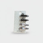 Gemstone Heart Claw Hair Clip Set Black Happy