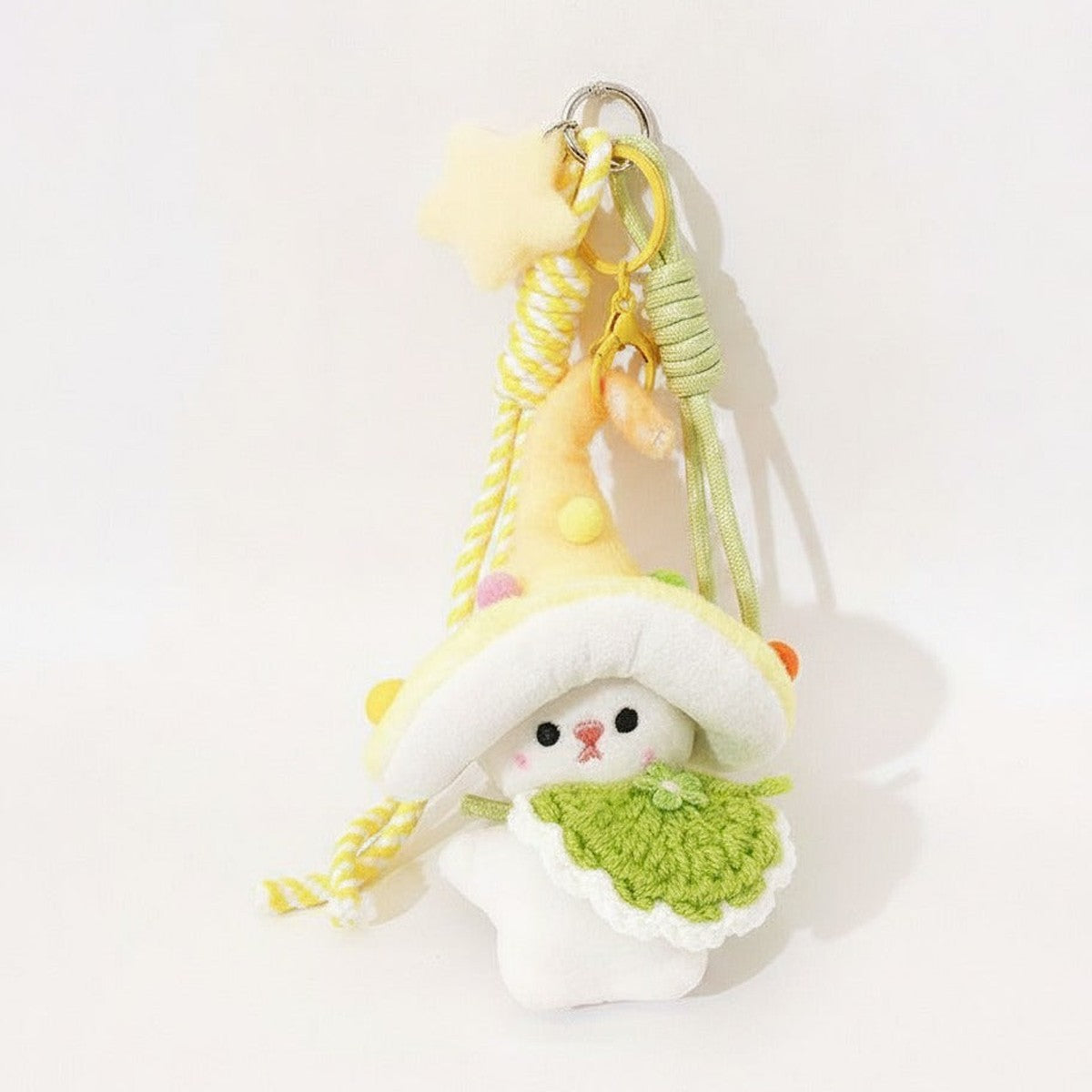 Mushroom Bunny Plush Keychain Charm - Blue – tech (view 1)