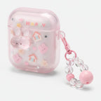 3D Flower AirPods Case with Beaded Charm - Pink Bunny House (for AirPods 3)
