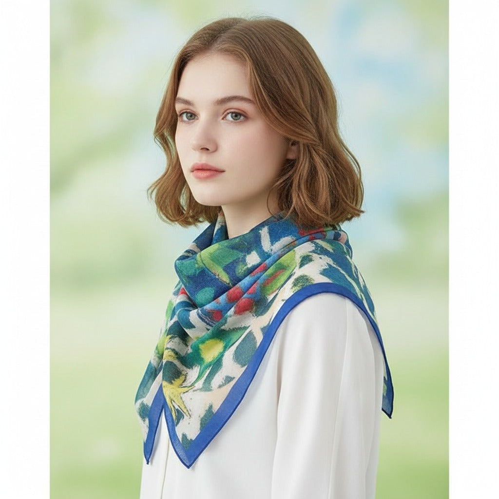 Mixed Floral Print Square Scarf - Multi Floral