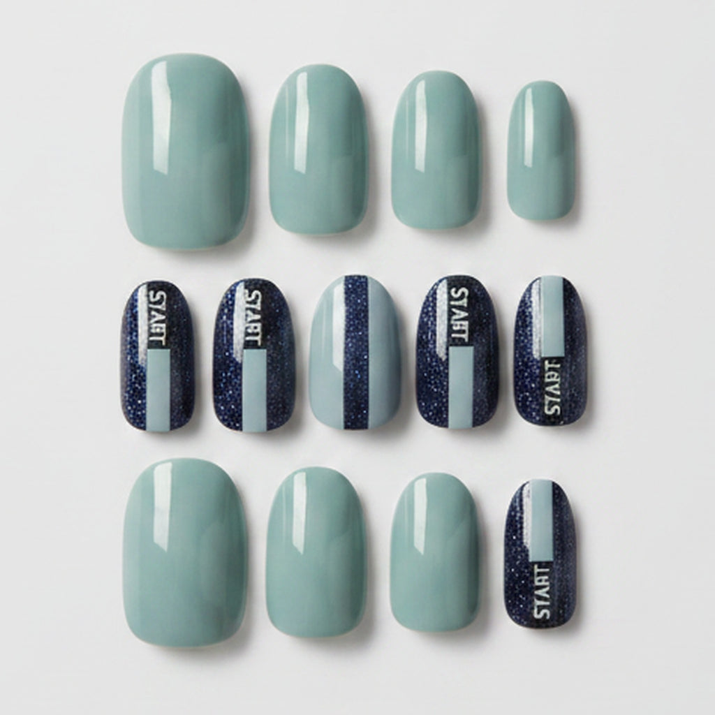 Sage & Navy Press-On Nail Set