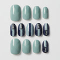 Sage & Navy Press-On Nail Set