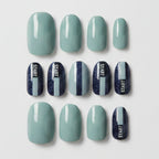 Sage & Navy Press-On Nail Set