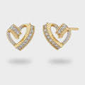 Gold Heart Rhinestone Stud Earrings – jewelry (view 1)