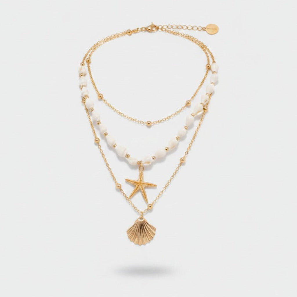 Beaded Ocean Charm Layered Necklace - Type 2