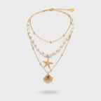 Beaded Ocean Charm Layered Necklace - Type 2