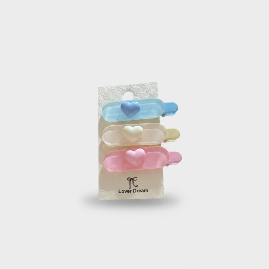 Lover Dream Heart Hair Clip Set Blue Heart