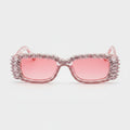 Pink Rhinestone Winged Oval Sunglasses – eyewear (view 1)